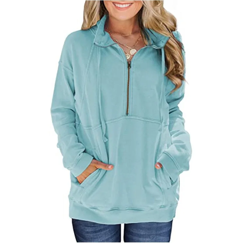 

Rummany Female Wholesale Blank Hoodies Sport wear half zip pullover blank crop xxl oversize sweatshirt couple hoodies clothing, Customized color