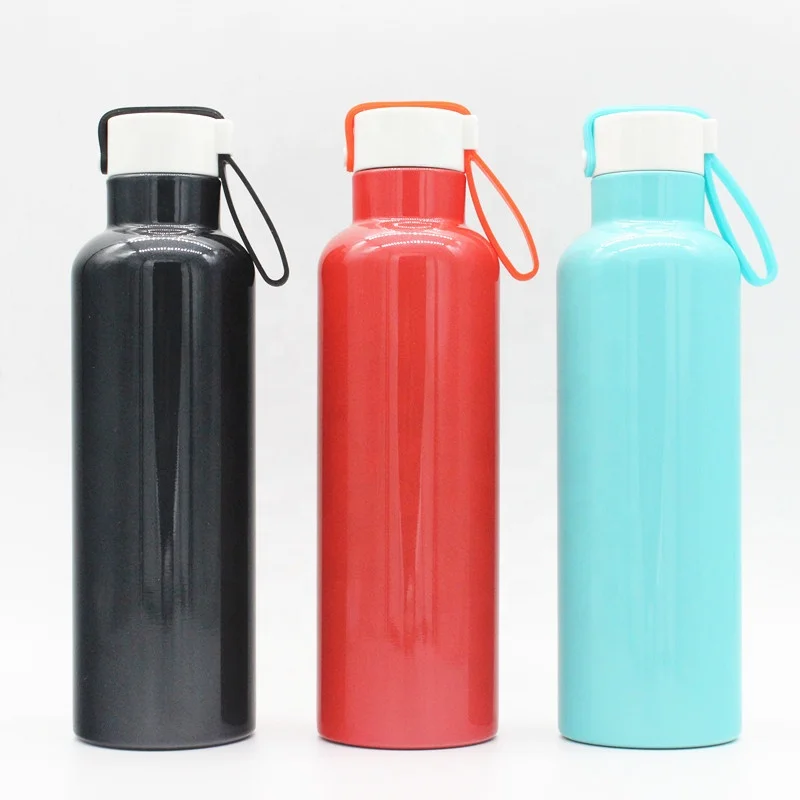 

2019 new design outdoor sport stainless steel vacuum flask shiny thermos bottle with rope and lid 500ML, Customized color