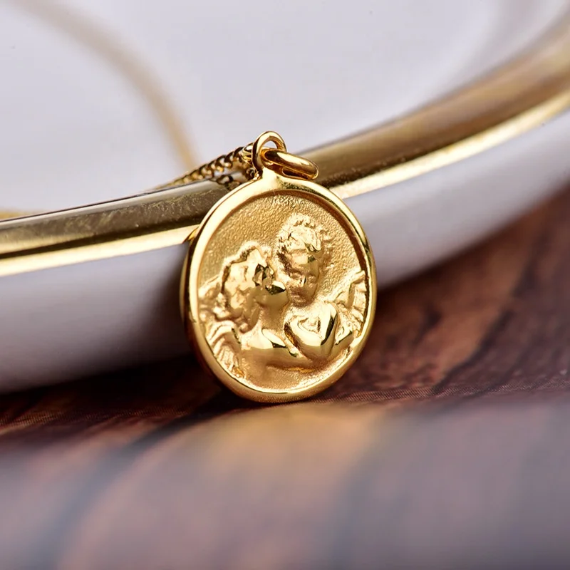 

hot ins Wholesale Vintage 18K Solid Gold Coin Necklace, Yellow gold