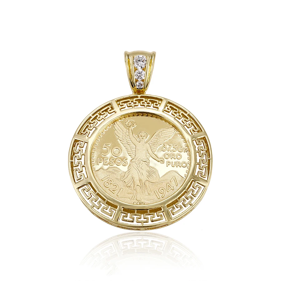 

33126 xuping jewelry fashion pendant 14k gold plated commemorative coin 50 pesos neutral pendants