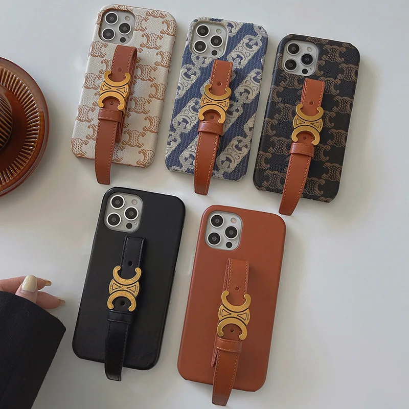 

Branded Luxury Designer Phone Case For iPhone 13 With Wrist Strap
