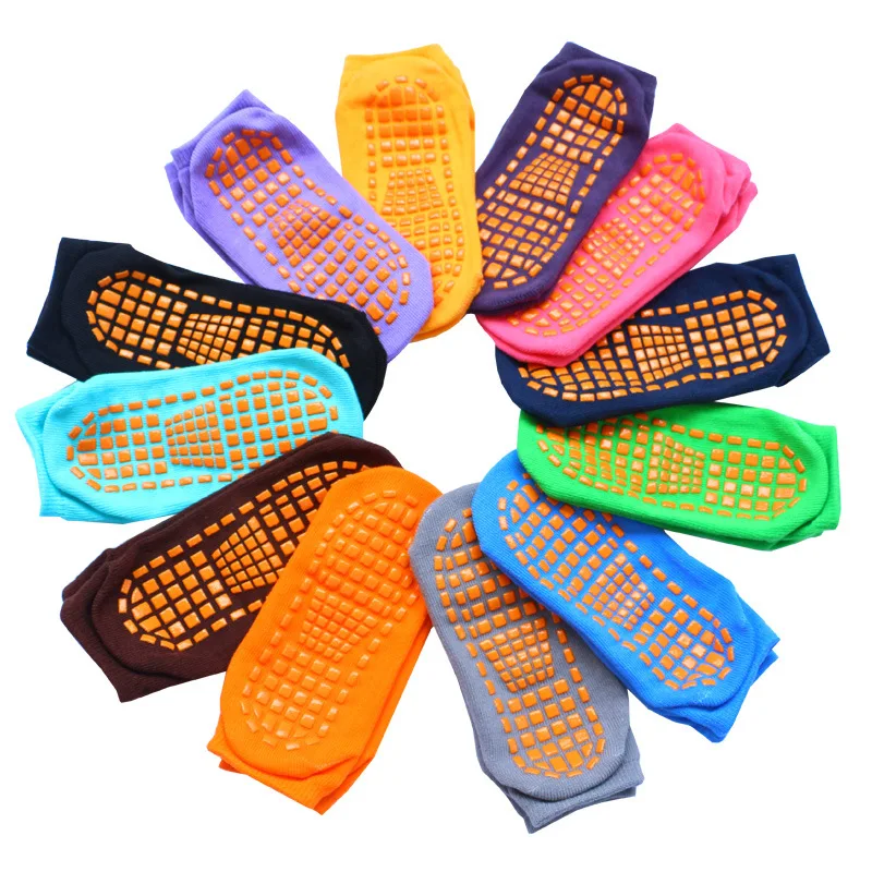 

12 pairs / lot Trampoline adult & child Indoor sports anti-slip floor women cotton yoga socks Foot massage