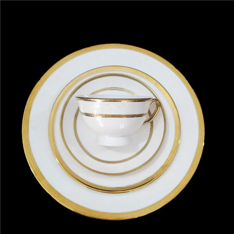 

Wedding Hotel restaurant set table dishes set with gilt creative custom ceramic tableware set