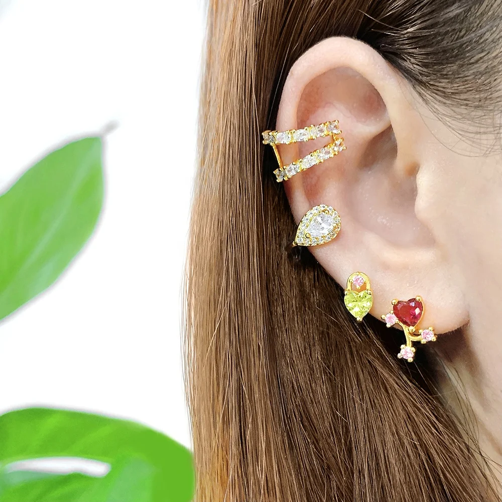 

Luxury Crystal Diamond 18K Gold Plated Jewelry Charm Heart Stud Earrings