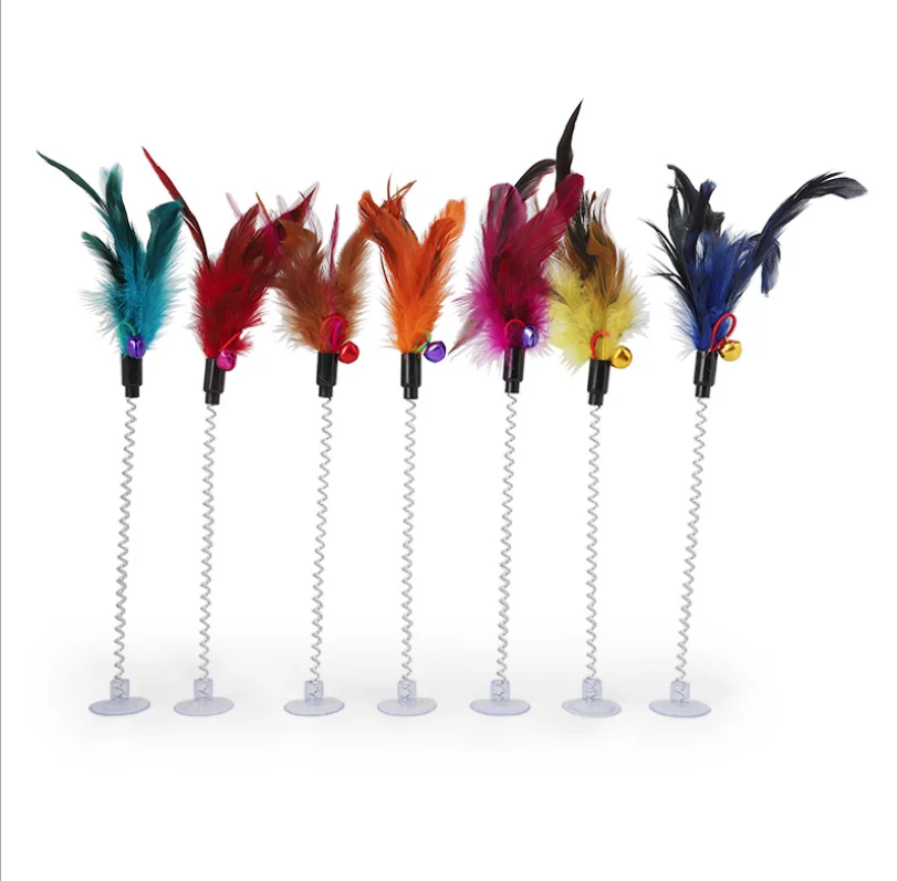 

Cat toy colorful suction cup type with bell spring mouse cat spring feather