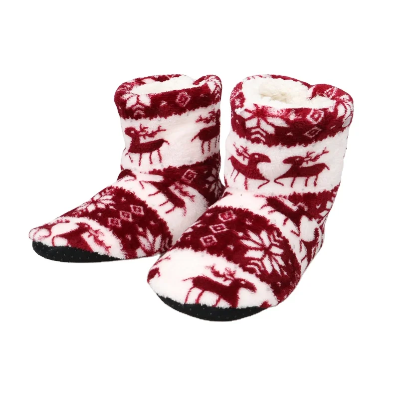 

Winter Fur Warm House Christmas Cotton Indoor Home Sandals For Women And Ladies