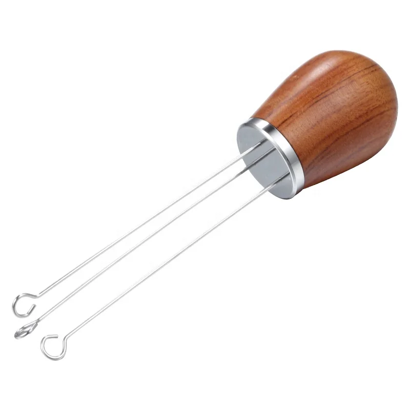 

Coffee Accessories Solid Wood Handle Stainless Steel Espresso Coffee Stirrer Coffee Needle Distributor, Wood natural color