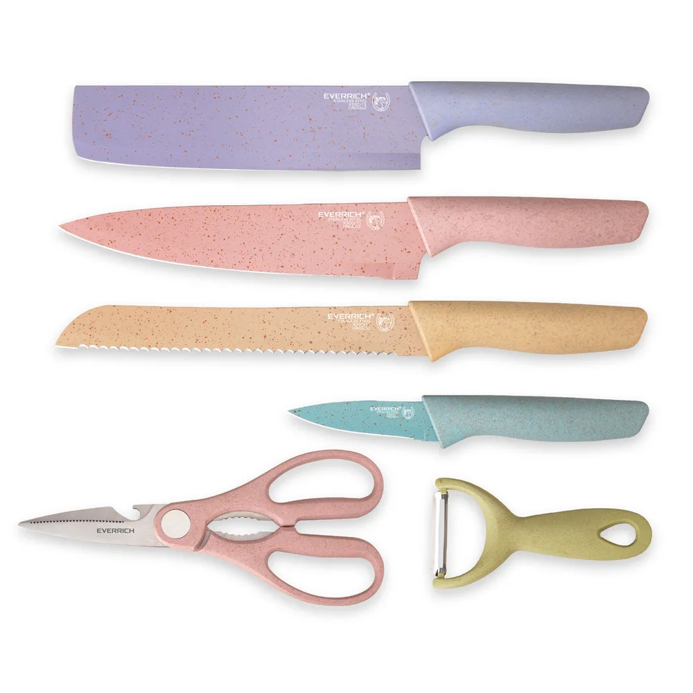 

Popular Scandinavian Straw Kitchen Knives Stainless Steel Kitchen Knifes Set, Silver
