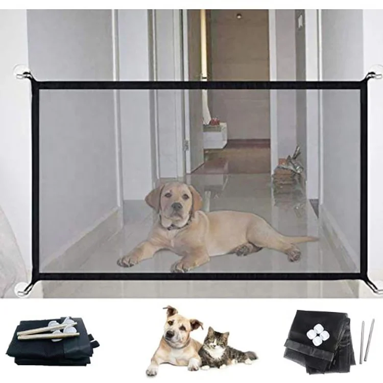 

Portable Folding Safety Enclosure Fence Guard Mesh Pet Magic Gate Mesh Dog Safety Gate, Black