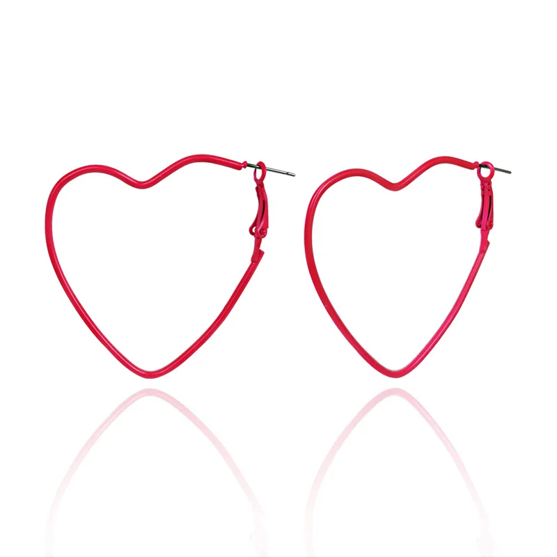 

Europe And America Hot Selling Fashion Large Exaggerated Jewelry Candy Color Peach Heart Earrings For Women Wholesale