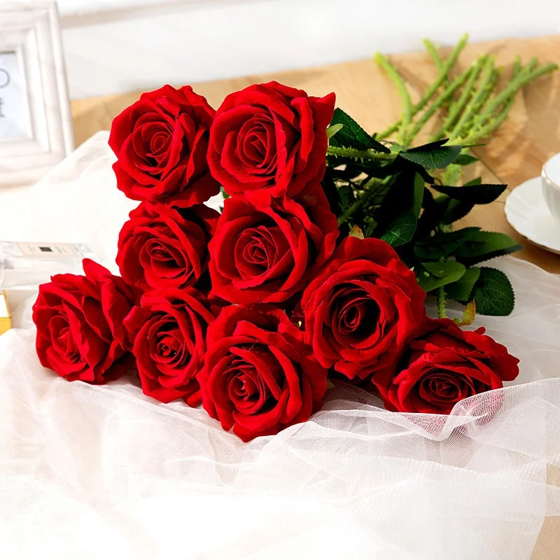 

O-X751 Wholesale Velvet Rose Artificial Home Wedding Decor Silk Flowers 25 Colors Velvet Roses for Centerpieces Flower Ball