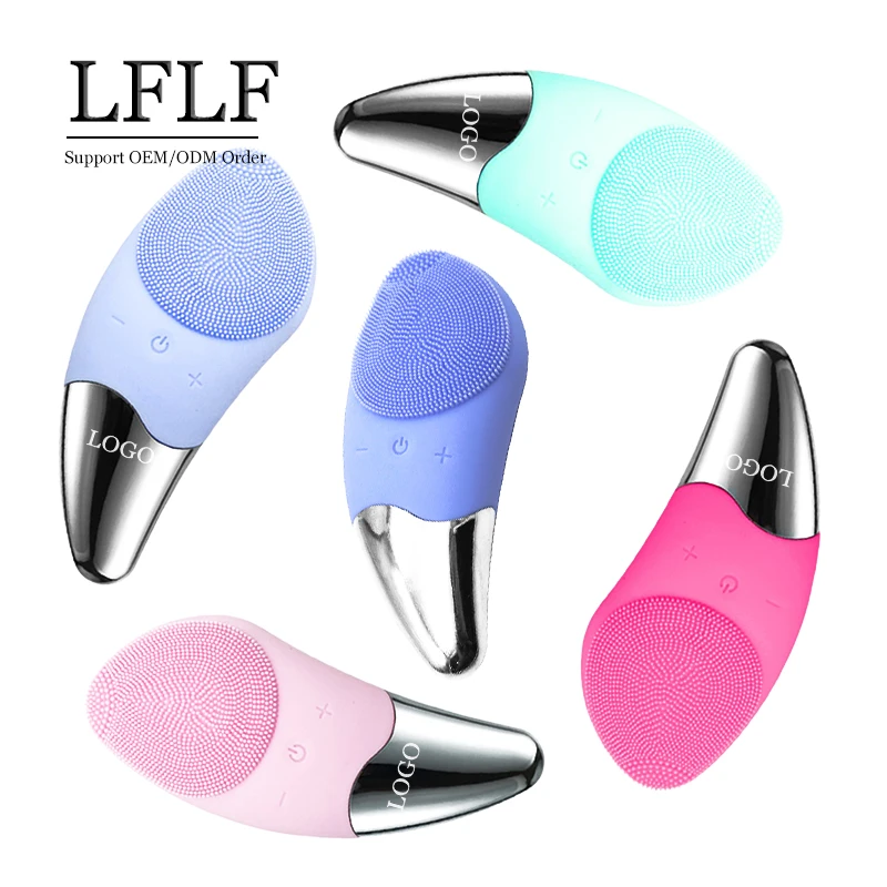 

OEM USB Rechargeable Electric Washing Cleanser Face Deep Cleansing Facial Silicone Vibration Brush silicone facial brush, Blue/pink/green/rose red