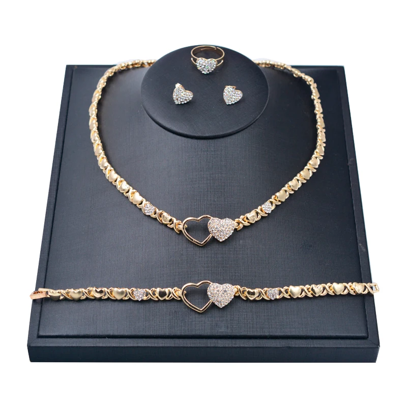 

New arriving big 18k gold xoxo wedding african jewelry sets heart for women