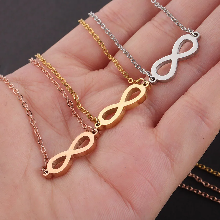 

Minimalist Stainless Steel 18K Gold Plated Link Chain Number 8 Stainless Steel Love Infinity Pendant Necklaces for Women, 18k gold/gold/silver