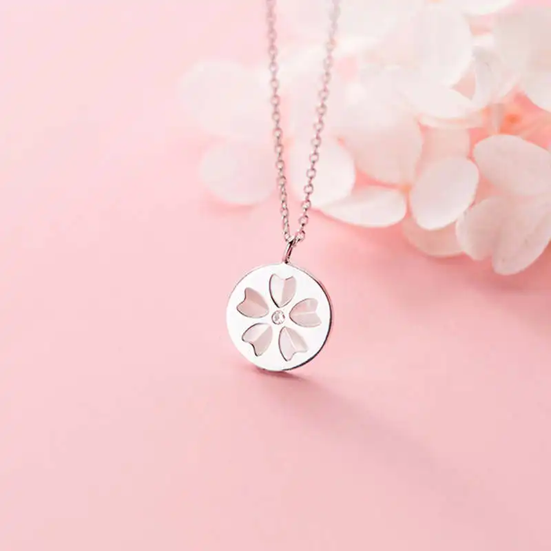 

prevent allergy 925 sterling silver eternity minimalist shell flower pendant necklace party for women gifts