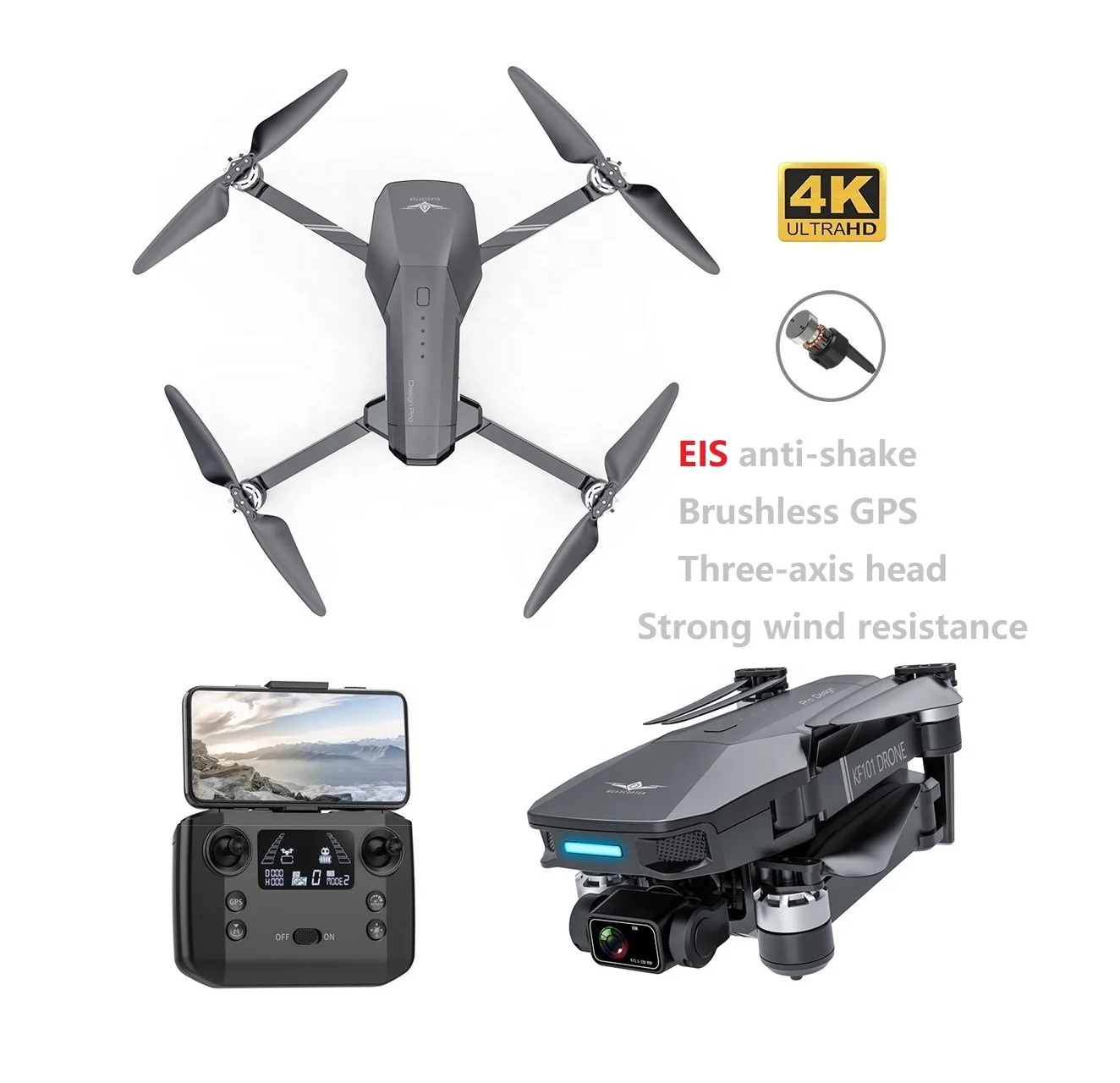 

Trend Repeater 4K Camera KF101 MAX EIS Anti Shake Brushless GPS 3-Axis gimbal Quadcopter 5G WIFI RC Drones Toy For Gift Dron, Black