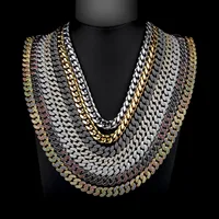 

KRKC Wholesale Mens Hip Hop Jewelry Cuban Link Necklace 14k 18k Gold Iced Out Diamond CZ Cuban Link Chain for Men Women