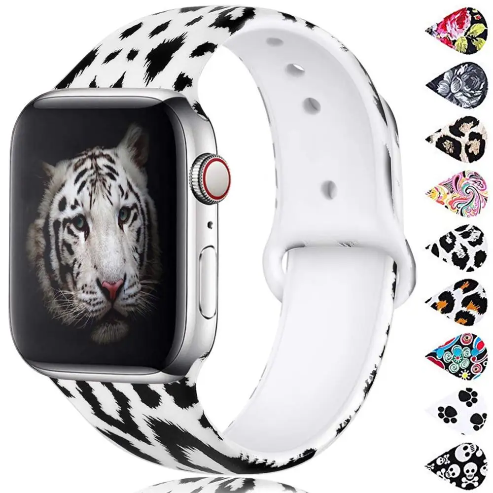 

Hot Selling Soft printed Silicone Watch bands For Apple Watch Series