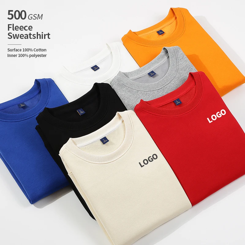 

high quality 500gsm 100% cotton crewneck tech fleece mens sweater