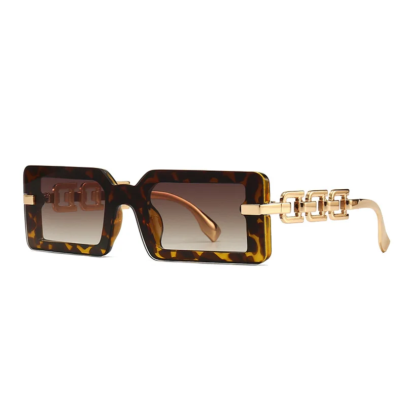 

151 Candy color chain frame shades Wholesale Classic rectangle eyewear leopard small sunglasses square women