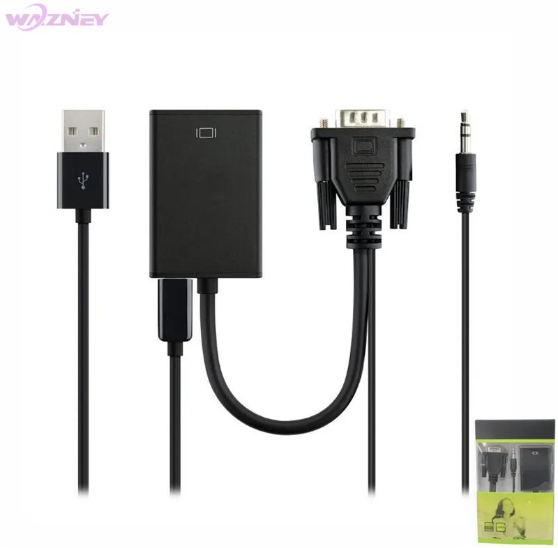 

VGA to HDMI Converter Adapter Cable With Audio Output 1080P HDMI Female Adapter USB power supply For PC laptop to HDTV