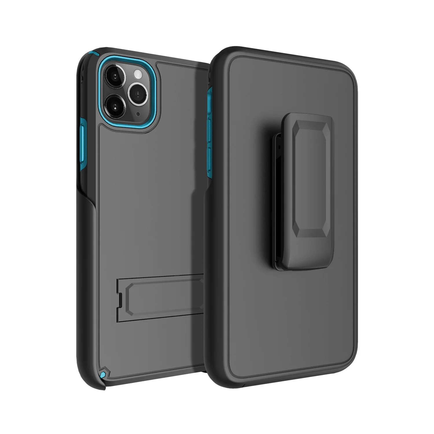 

Unique Multifunctional Full Cover Card Slot Kickstand Holster Belt Clip Heavy Duty Case For iPhone 12 Pro 11 Pro Max, Black