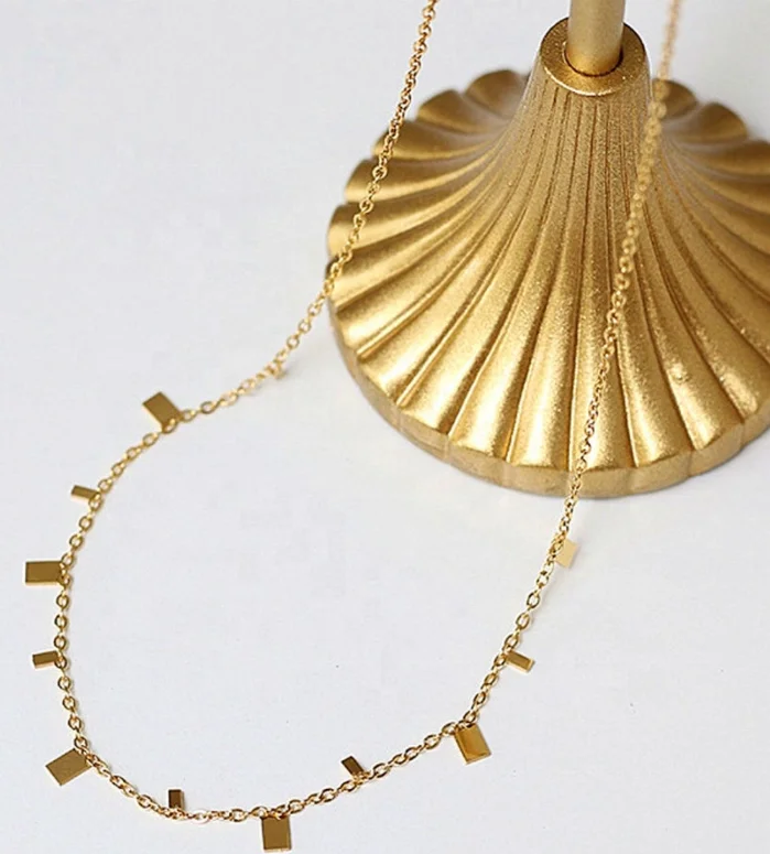 

Fashion 18 K Gold Plated Stainless Steel Jewelry Woman Necklace Gold Minimalist Coin Square Dangle Jewelry, Gold/silver/rose gold