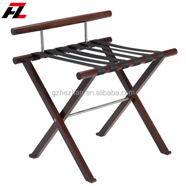 
Customized Hotel Room Wooden Folding Luggage Rack With Back rest WallSaver Luggage Rack 