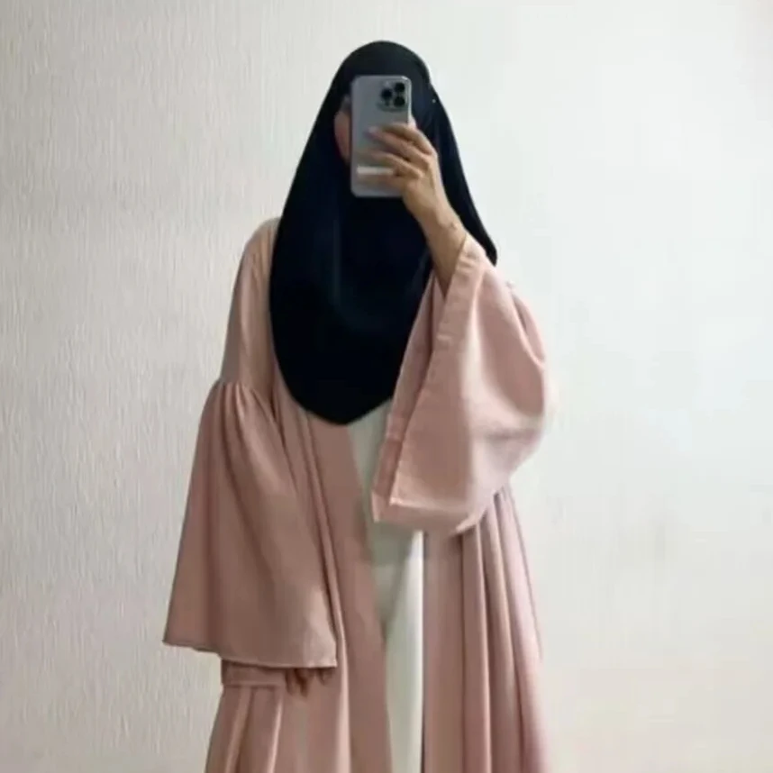 

Middle East Muslim Women's dress Pure Color Large Size Islamic Long Sleeve Dress Abaya Dubai Turkey Modest Abaya Dress