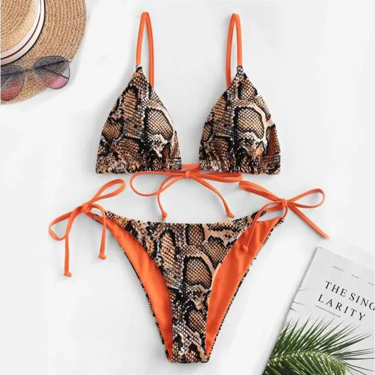 

New Bikini Double Sided Swimwear Leopard Snake Skin Print Sexy Bikini, 7 colors