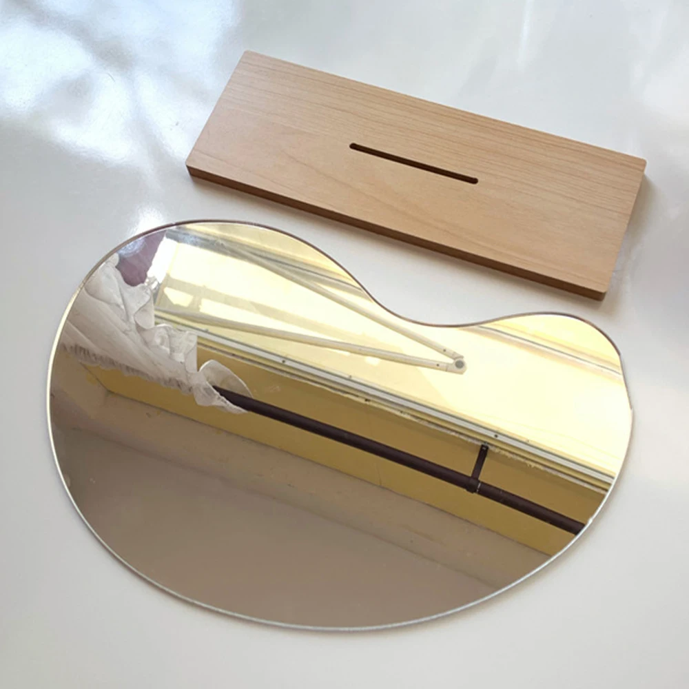 

Irregular decorative Mirror Ins Irregular Acrylic Make up Mirror Wooden Base Not Glass Not easy to break Beauty Tools