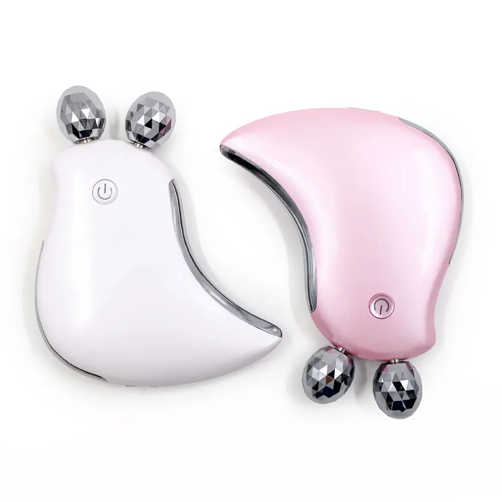 

2021 New Product Facial Beauty Massager 3D Face Roller EMS Face Lifting Microcurrent Roller Massager, White+pink