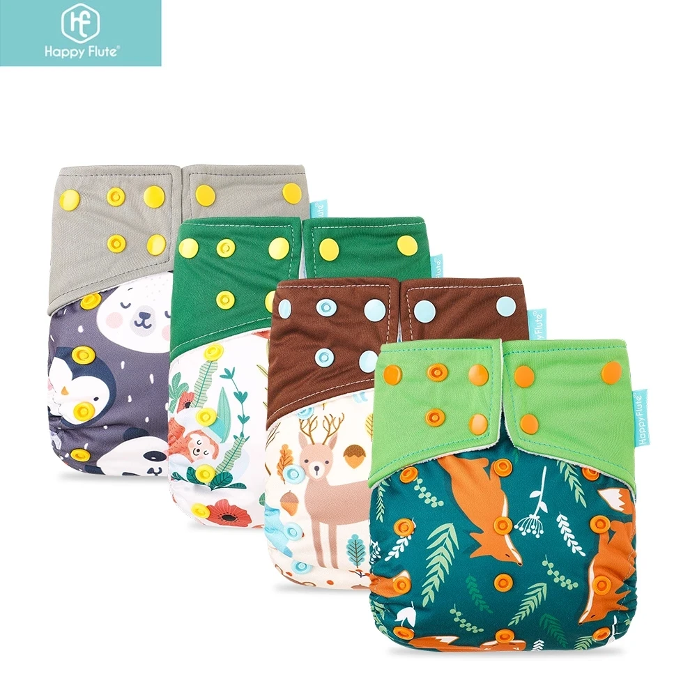 

AI2 Pocket Cloth Diaper With Bamboo Cotton Insert Eco-Friendly Reusable Washable Waterproof Nappy, Colorful