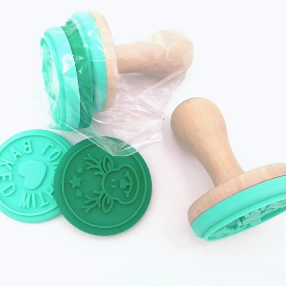 

Small Cookie Biscuit Decoration Stamp With Wooden Handle, Customized