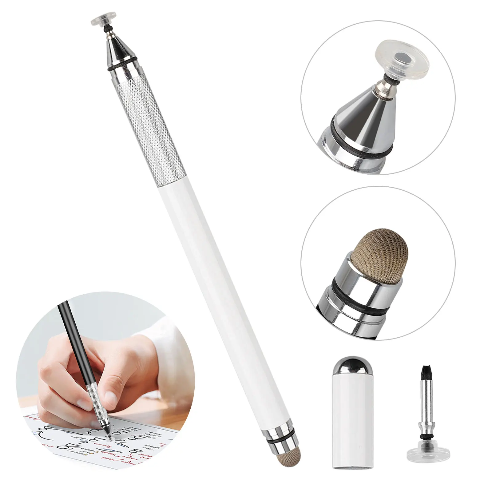 

Universal Capacitive Stylus Pen 2 in 1 Disc Fiber Tip Precision High Sensitivity Fine Point Tip Stylus Pen for Tablet Smartpho
