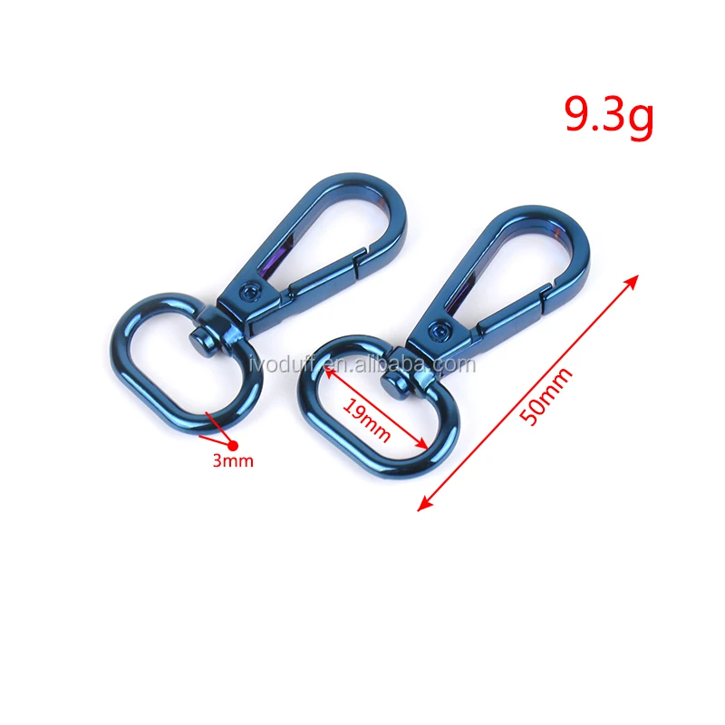 

Ivoduff Blue Color Metal Snap Hook, 3/4 inch Metal Gate Push Swivel Hook For Bag Making, Nickle. blue, light gold, rainbow
