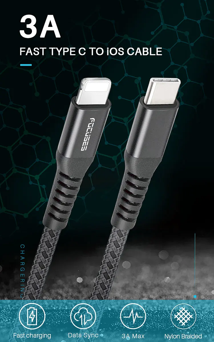 PD 18W 3A Nylon Usb C To Lighting Cable For iPhone Original Phone Cabo Usb Barato Type C Fast Charging Micro Usb Cable Price - ANKUX.COM