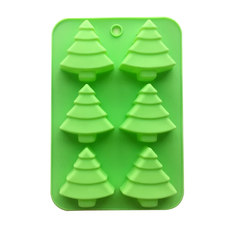 

6 Cavity Cake Decoration Christmas Tree Silicone Cake Chocolate Candy Cheese Mold DIY tools for kitchen baking, Green/red