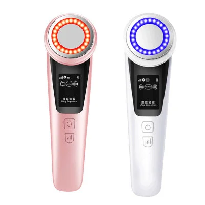 

Facial Beauty Device EMS Lifting Light Therapy Mesotherapy Face Massager Facial Cleansing Machine Skin firming wrinkle removal, Pink/white