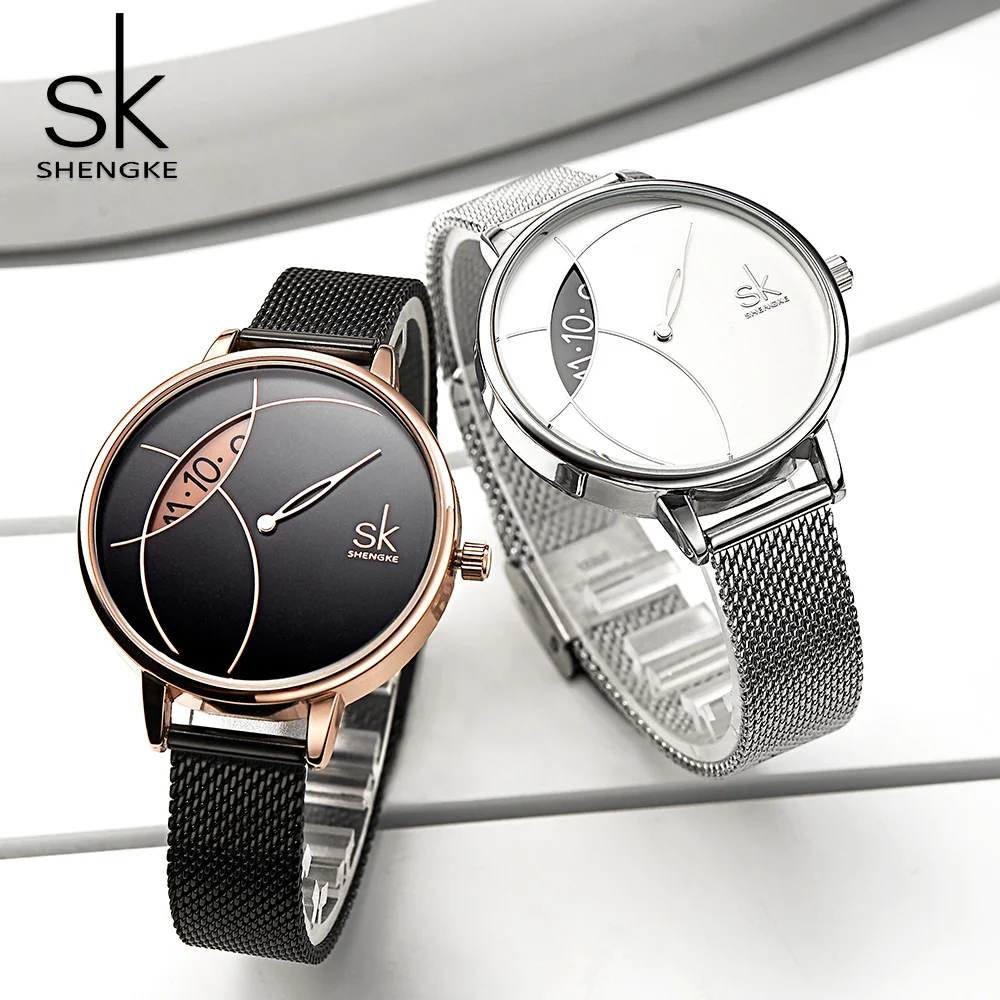 

SHENGKE Hot Sale Custom Logo Stainless Steel Luxury Hand Watch Hollow Out K0091L Quartz Wristwatch Lady Brand Wrist Women Watch