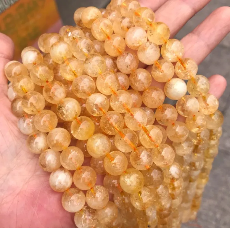 

4mm~12mm Natural Citrine Stone Round Beads Wholesale Jewelry making supplies