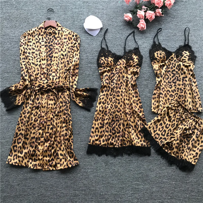 

Wholesale Pyjamas Women Breathable Sleepwear With Leopard Print Pajamas Sexy Sleepwear Set