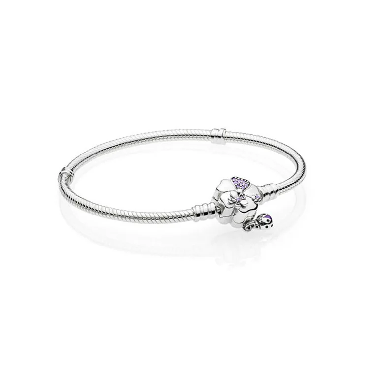 

JYL Jewelry 925 Wildflower Meadow Clasp Sterling Silver Bracelet fit for Pandora Jewelry