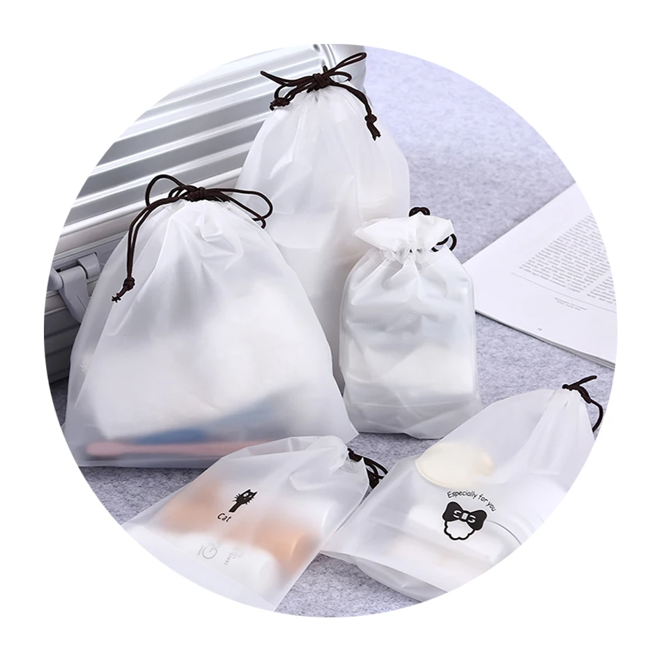 

Cheap Custom Clear Shopping Plastic Drawstring Gift Bag, White