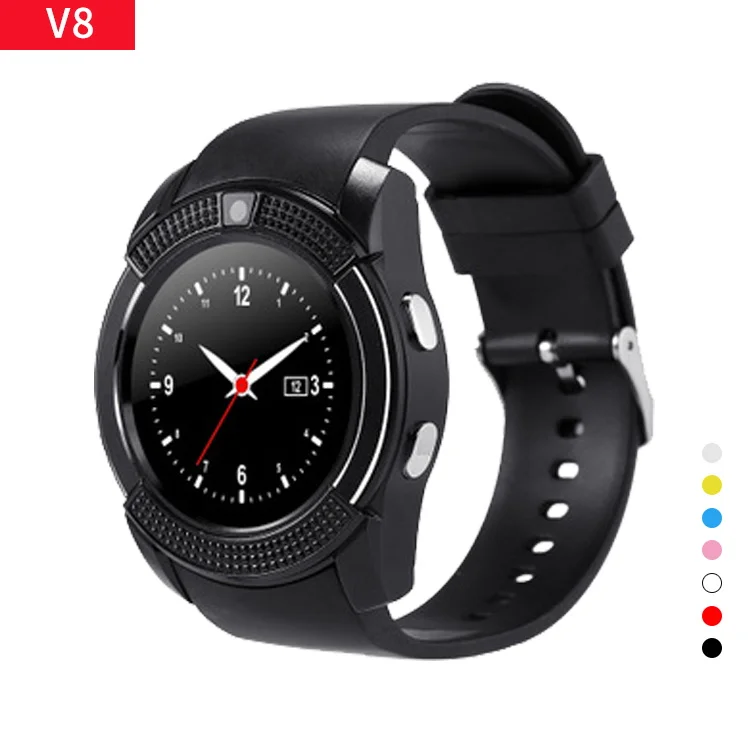 

V8 Smart Watch Smartwatch Phone 1Pies Round Front Camera And Gb Price 4G Smartphone Strap Function Accessories Bateria With Wifi