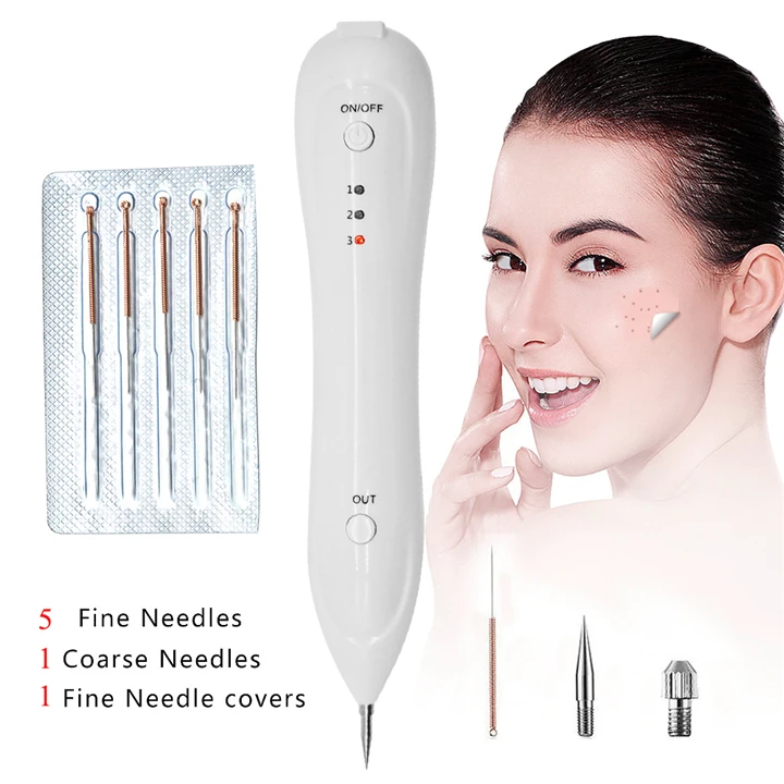 

Portable mini laser electric USB rechargeable beauty mole removal sweep spot pen, White