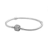 

Wholesale jewelry factory silver 925 studded zircon Clasp Snake Chain Bracelet Charm Bracelets