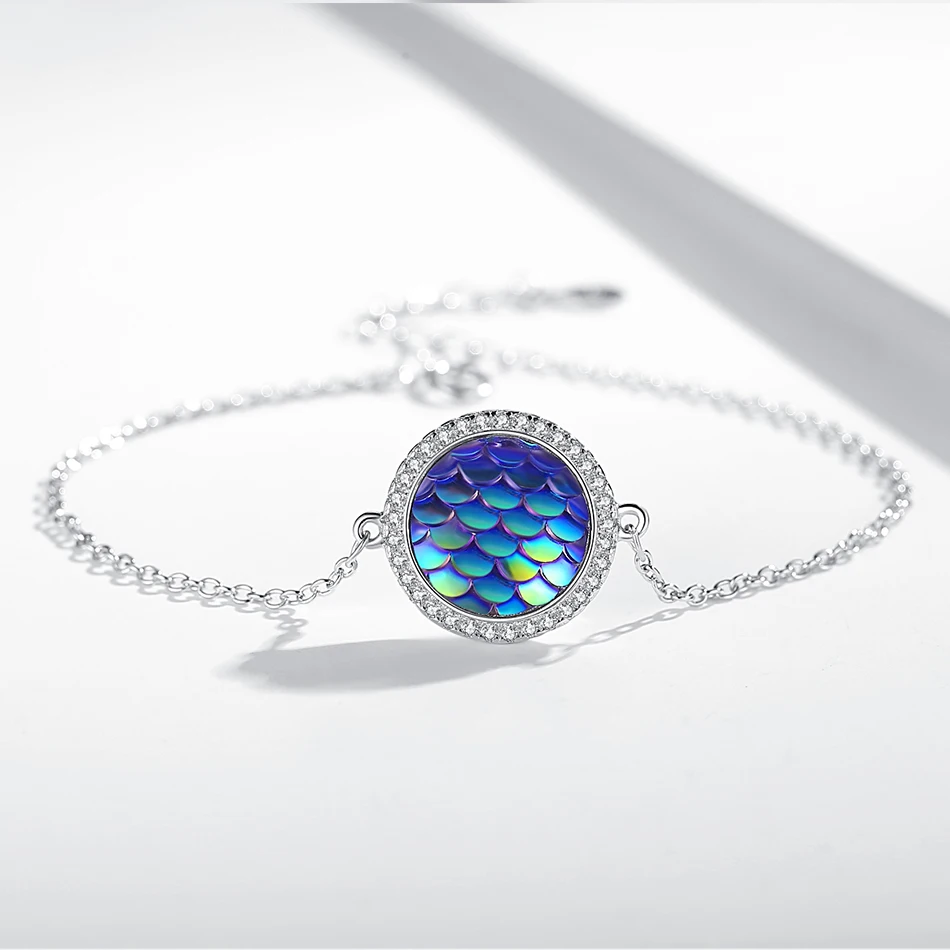 

Forewe 925 Sterling Silver Round Bracelet With Cubic Zircon Fish Scale Bracelet For Women Jewelry Bracelets