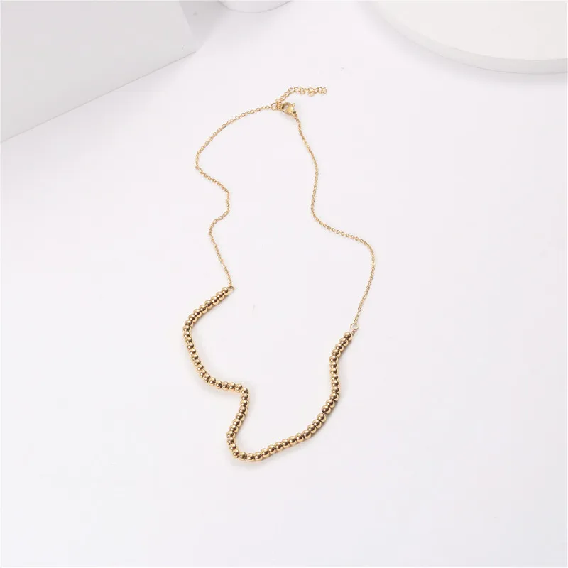 

PVD Gold Plated Bead Necklace Stainless Steel Jewelry for Women Trendy Jewelry Wholesale