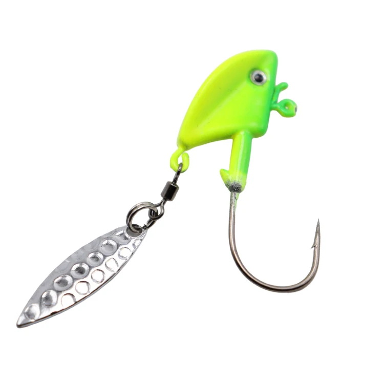 

Underspin Fishing Jig Heads Glow Crappie Jig Heads Swimbait Hooks with Willow Blade Spinner Baits for Bass Fishing Painted Hook